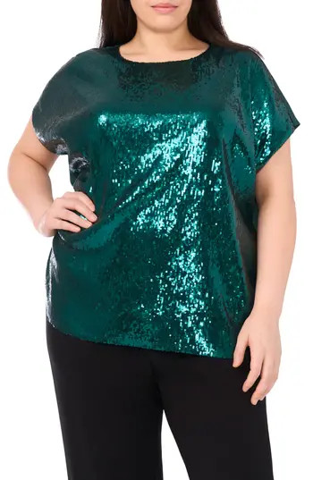 Halogen® Sequin Cap Sleeve Top in June Bug at Nordstrom Rack, Size 1X | Nordstrom Rack