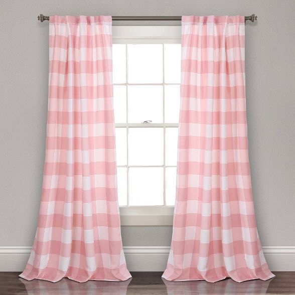 Set of 2 (84"x52") Kelly Checker Room Darkening Window Curtain Panels - Lush Décor | Target