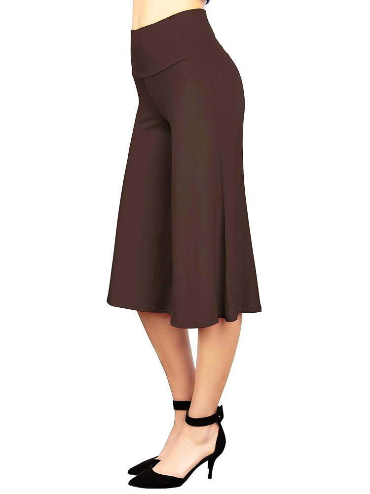 Made By Johnny Women's High Elastic Waistband Wide Leg Palazzo Culotte Gaucho Capri Pants (S~5XL) | Amazon (US)
