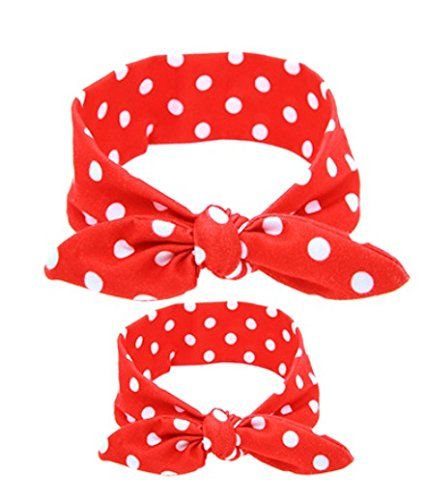 Shimmer Anna Shine Mommy and Me Matching Cotton and Spandex Stretch Headbands (Red Polka Dot) | Amazon (US)