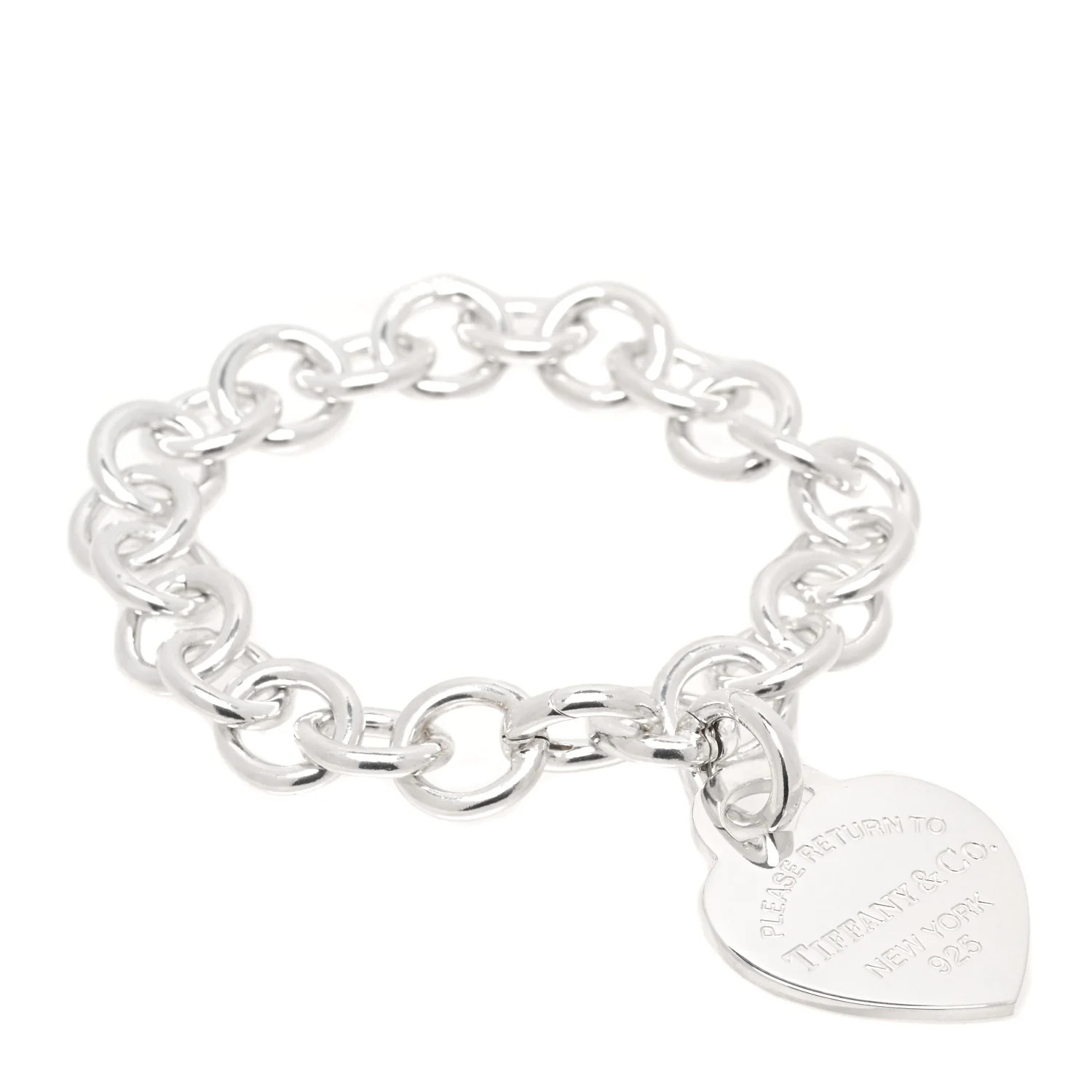 Sterling Silver Large Return to Tiffany Heart Tag Charm Bracelet | FASHIONPHILE (US)
