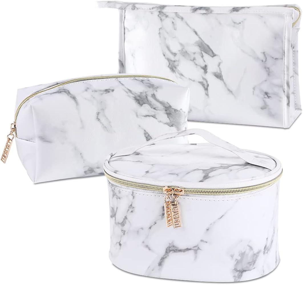 Veki 3 Pieces Set Plaid Striped Transparent Makeup Bag Waterproof Travel Cosmetic Bag Portable Ma... | Amazon (US)