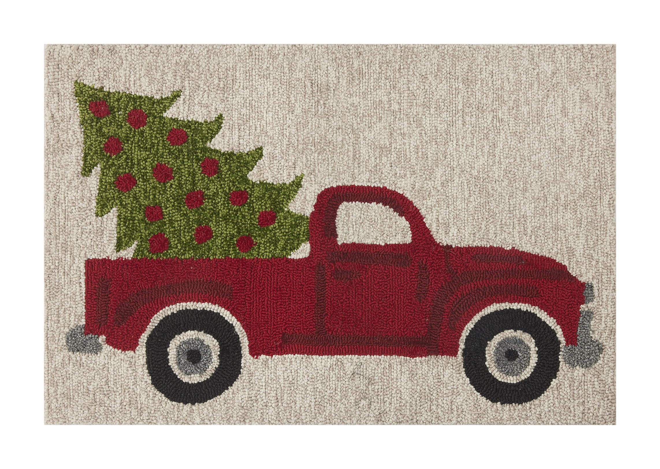 Holiday Time, Car Tree Hooked Accent Rug - 20"X30"  Cream - Red | Walmart (US)