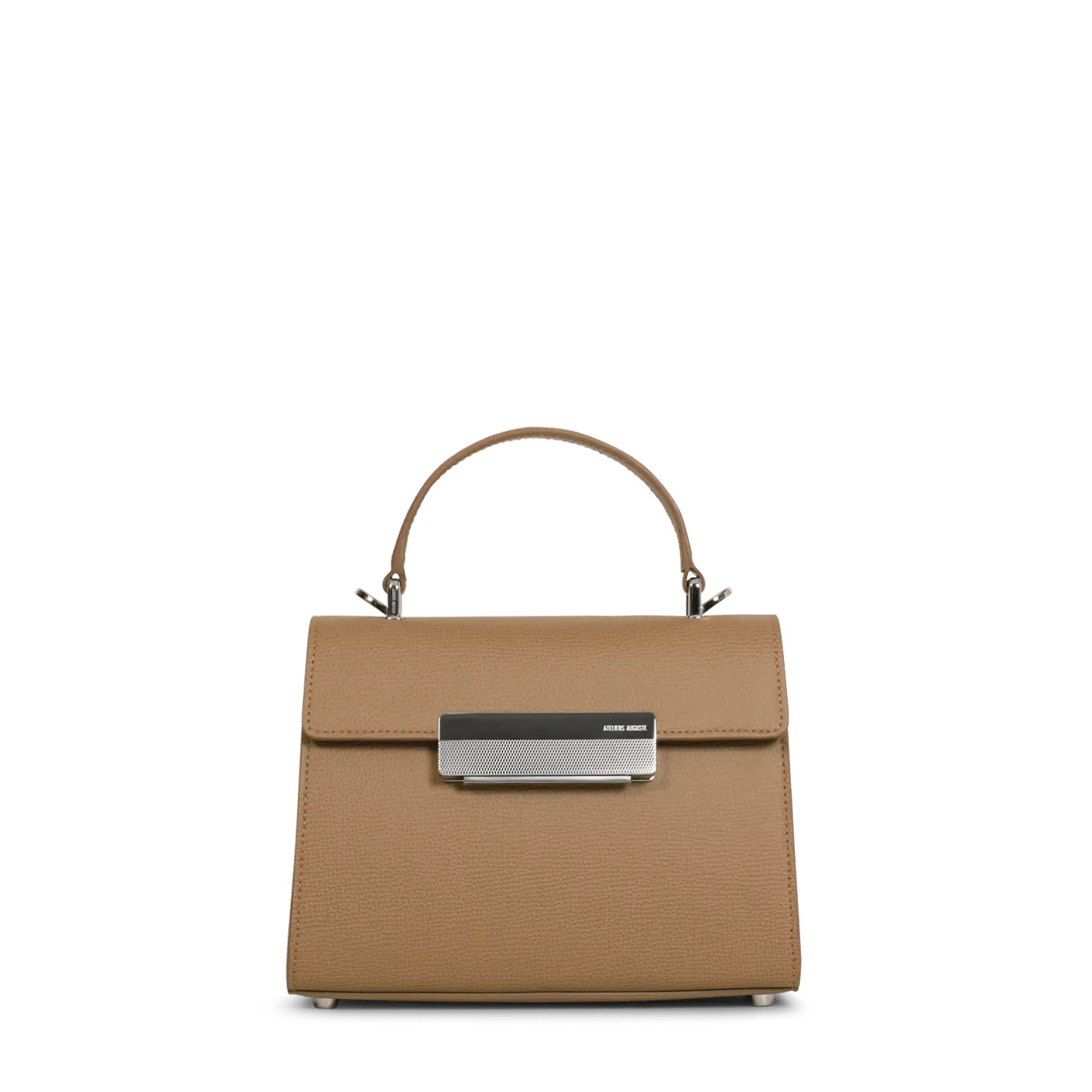 Mini Capucine Silver Edition - Cappuccino Pebble Leather | ATELIERS AUGUSTE