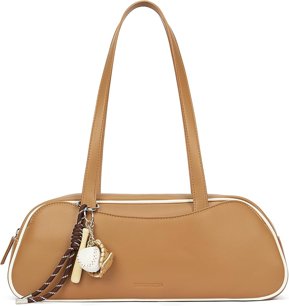 BOSTANTEN Shoulder Bag for Women Trendy Vegan Leather Handbags Daily Purse with Baseball Charm | Amazon (US)