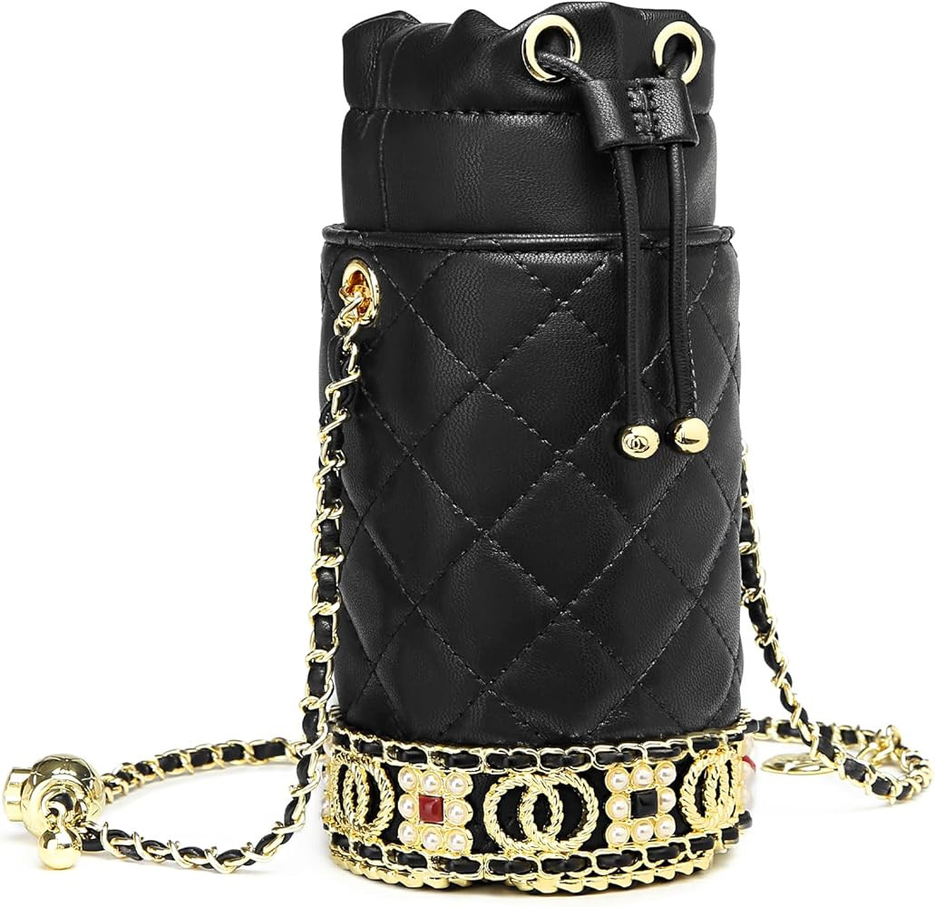 Ruched Round Crossbody Bags for Women White Leather Handbag Ladies Shoulder Purses with Chain Strap  | Amazon (US)