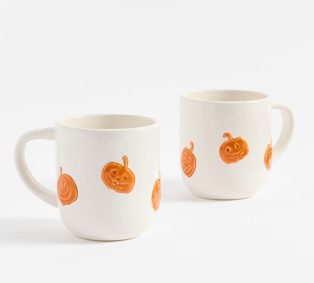 Jack-O'-Lantern Whimsy Stoneware Mugs - Set of 2 | Pottery Barn (US)