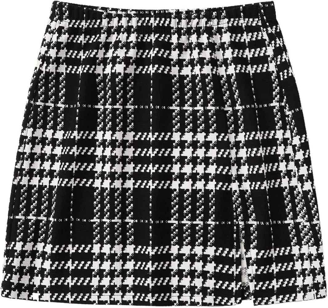 SheIn Women's Basic Stretch Plaid Mini Bodycon A-Line Pencil Skirt | Amazon (US)
