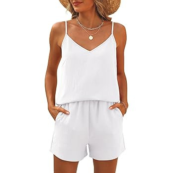 Caracilia Women 2 Piece Short Sets 2026 Summer Trendy Outfits Travel Lounge Tank Top Matching Sho... | Amazon (US)