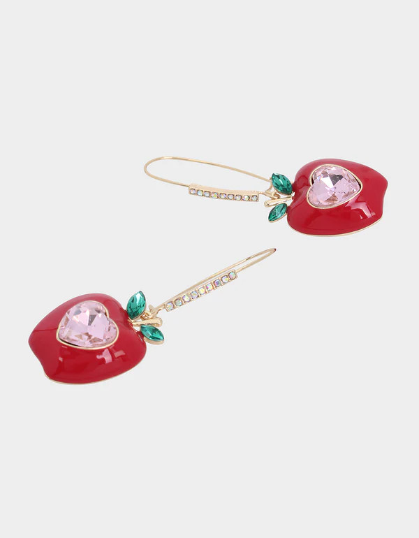 BOOK SMART APPLE HOOK EARRINGS PINK | Betsey Johnson