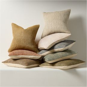 Two Tone Chunky Linen Pillow Cover | West Elm (US)