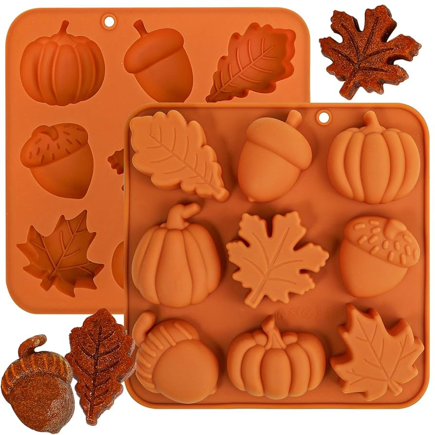 Webake Pumpkin Silicone Mold Harvest Cake Pan, 3D Maple Leaf Acorn Fall Molds for Halloween Thank... | Amazon (US)