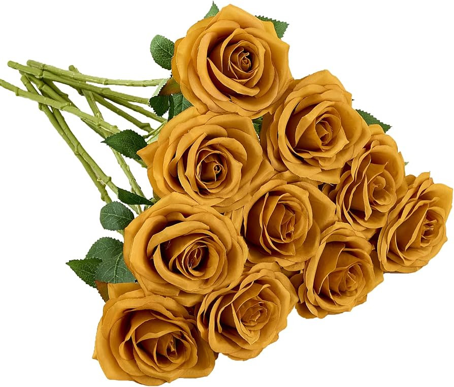 Artificial Rose 10pcs Open Flower Bouquet Faux Rose Stems for Wedding Arrangement, Bridal Bouquet... | Amazon (US)