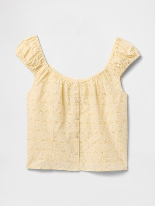 Cap-Sleeve Eyelet Top | Gap (US)