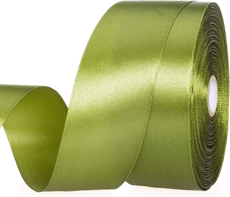 1 1/2 Inch Moss Green Solid Satin Ribbon, 50 Yards Craft Fabric Ribbon for Gift Wrapping Floral B... | Amazon (US)