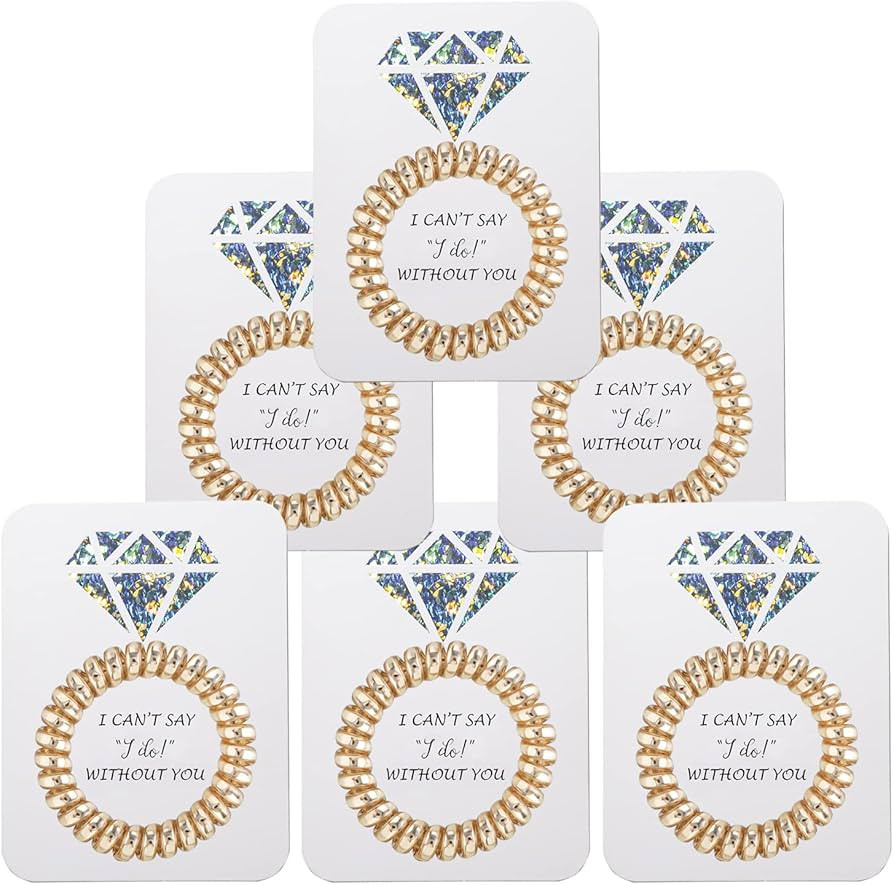 Bachelorette Party Favors Hair Ties Bridesmaid Proposal Gifts Set of 6 ,Coil Hair Ties for Women ... | Amazon (US)