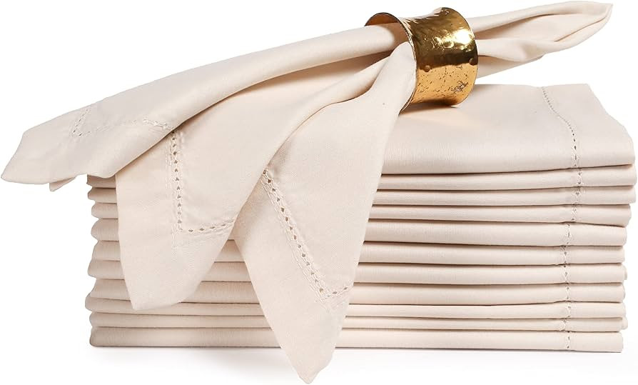 Palisa Cloth Dinner Napkins with Hemstitched Detailing & Mitered Corners 20x20 Inches - Washable ... | Amazon (US)