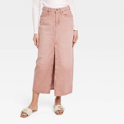 Women's Denim Maxi Skirt - Universal Thread™ Clay Pink 00 | Target
