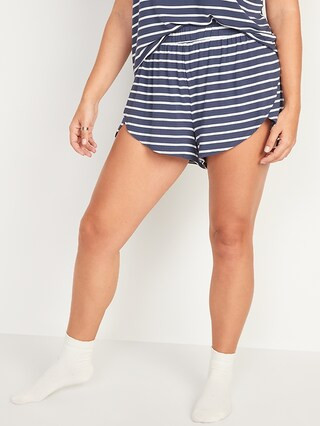 High-Waisted Sunday Sleep Ultra-Soft Dolphin-Hem Pajama Shorts for Women -- 3-inch inseam | Old Navy (US)