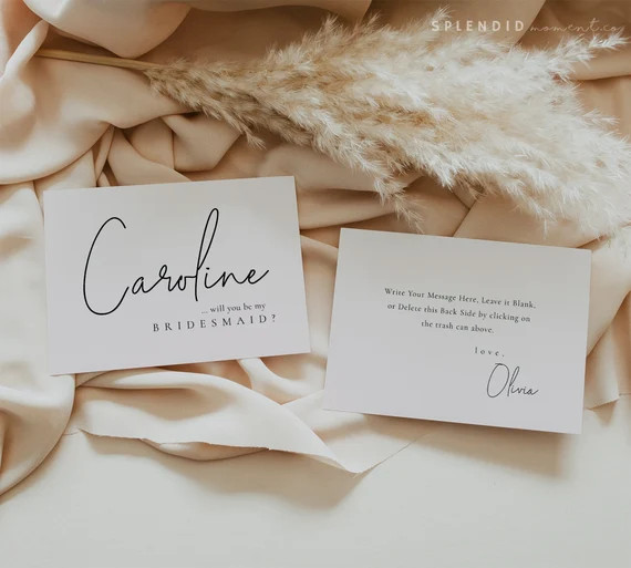 Neutral Minimal Bridesmaid Proposal Card Template Modern Will - Etsy | Etsy (US)