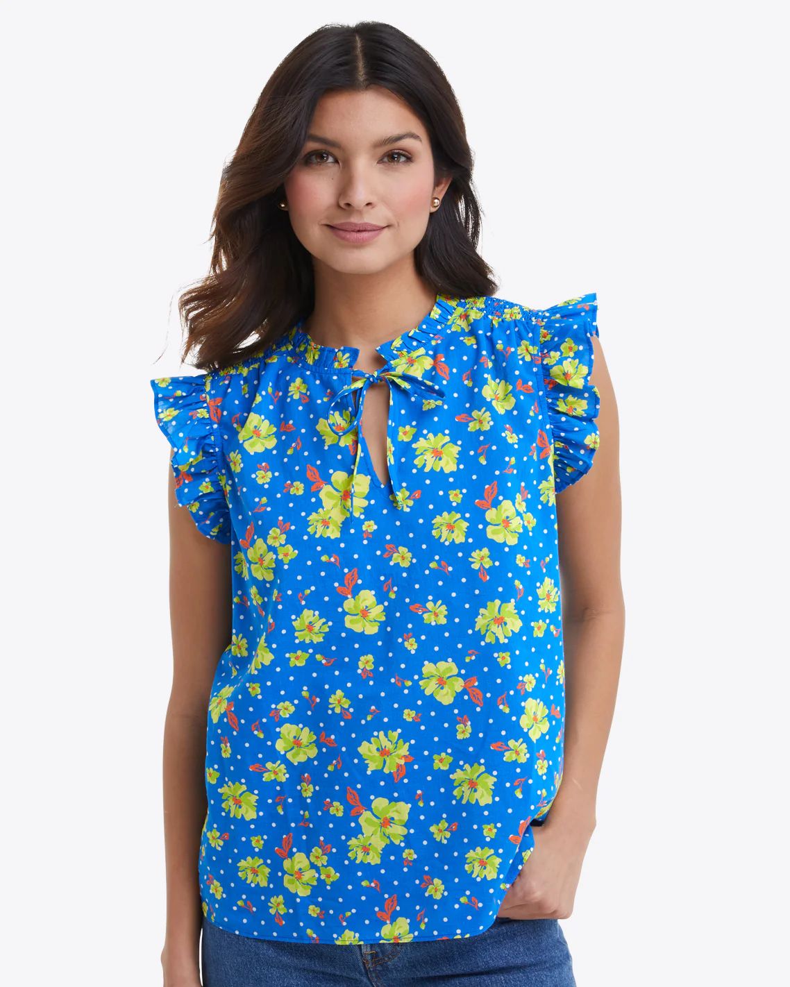 Connie Top in Polka Dot Floral | Draper James (US)