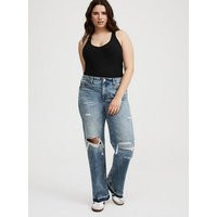Mid-Rise Perfect Rigid Stretch Wide-Leg Jeans in Medium Blue-Denim | Torrid (US & Canada)