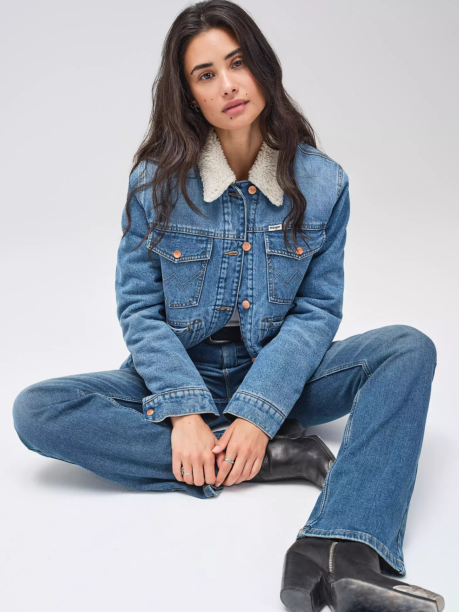 Women's Regular Fit Heritage Sherpa Jacket in First Love Blue | Wrangler