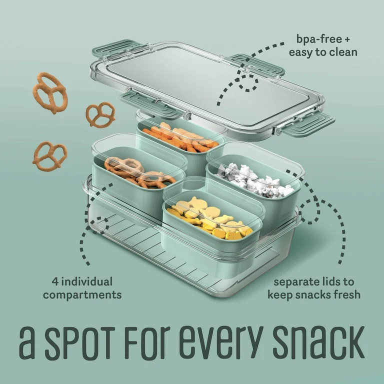Cook With Color 4-Compartment Mini Snackle Box, Charcuterie and Snack Container, Divided Serving ... | Walmart (US)