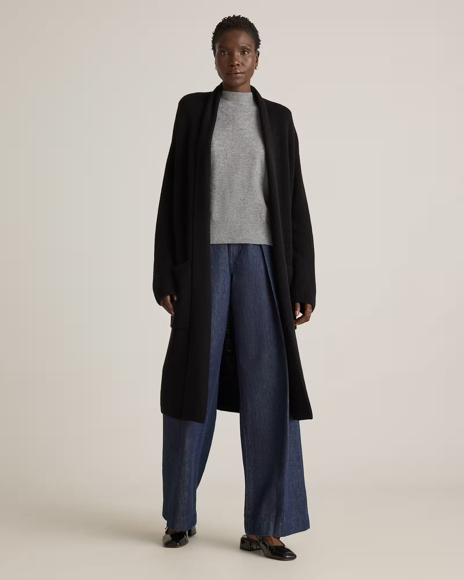 Black Australian Merino Wool Duster Cardigan | Quince