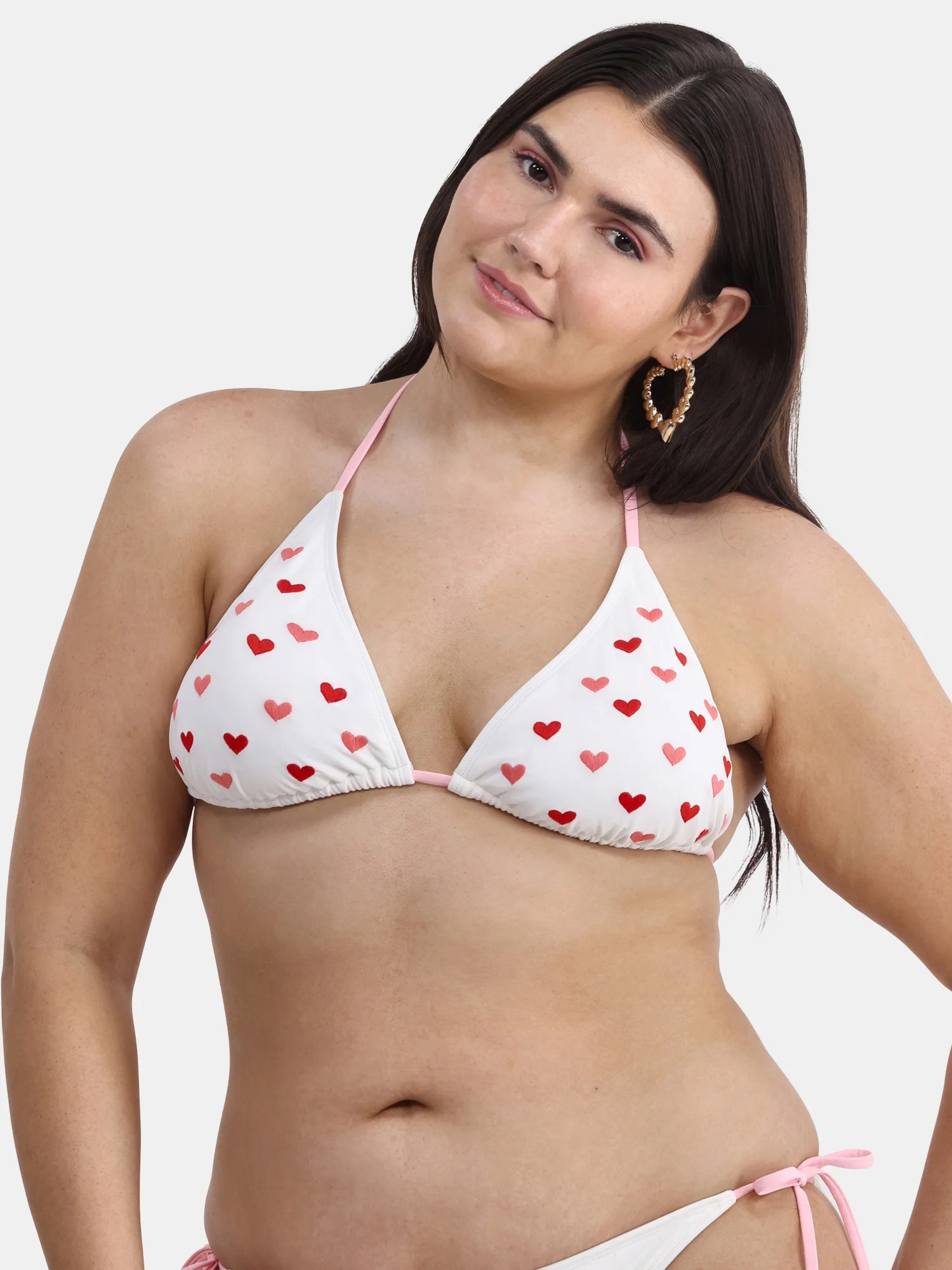 No Boundaries Love Club Embroidery Triangle Bikini Top, Women's | Walmart (US)