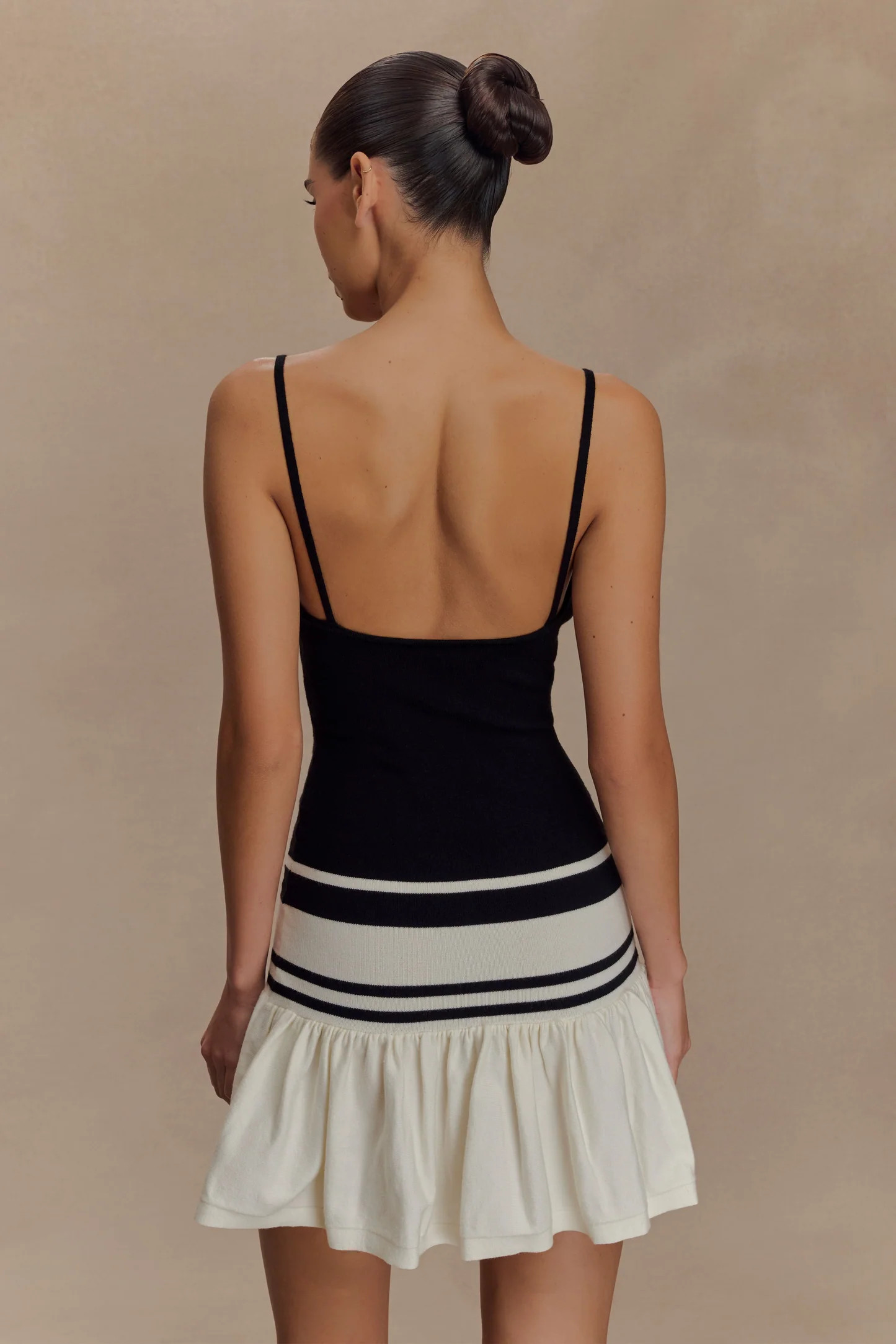 Ellison Contrast Knit Mini Dress - Black/White | Meshki (APAC)