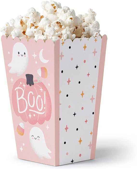 Pastel Halloween Popcorn Boxes - Pink Pumpkin Party Treat Boxes - 12 Ct | Amazon (US)