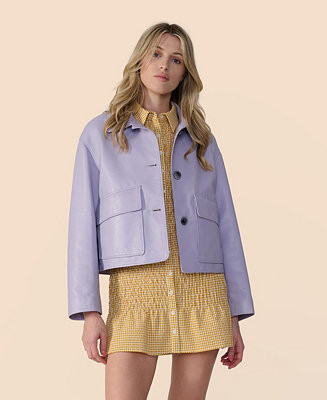 Women's Cropped Leather Jacket | Macy's