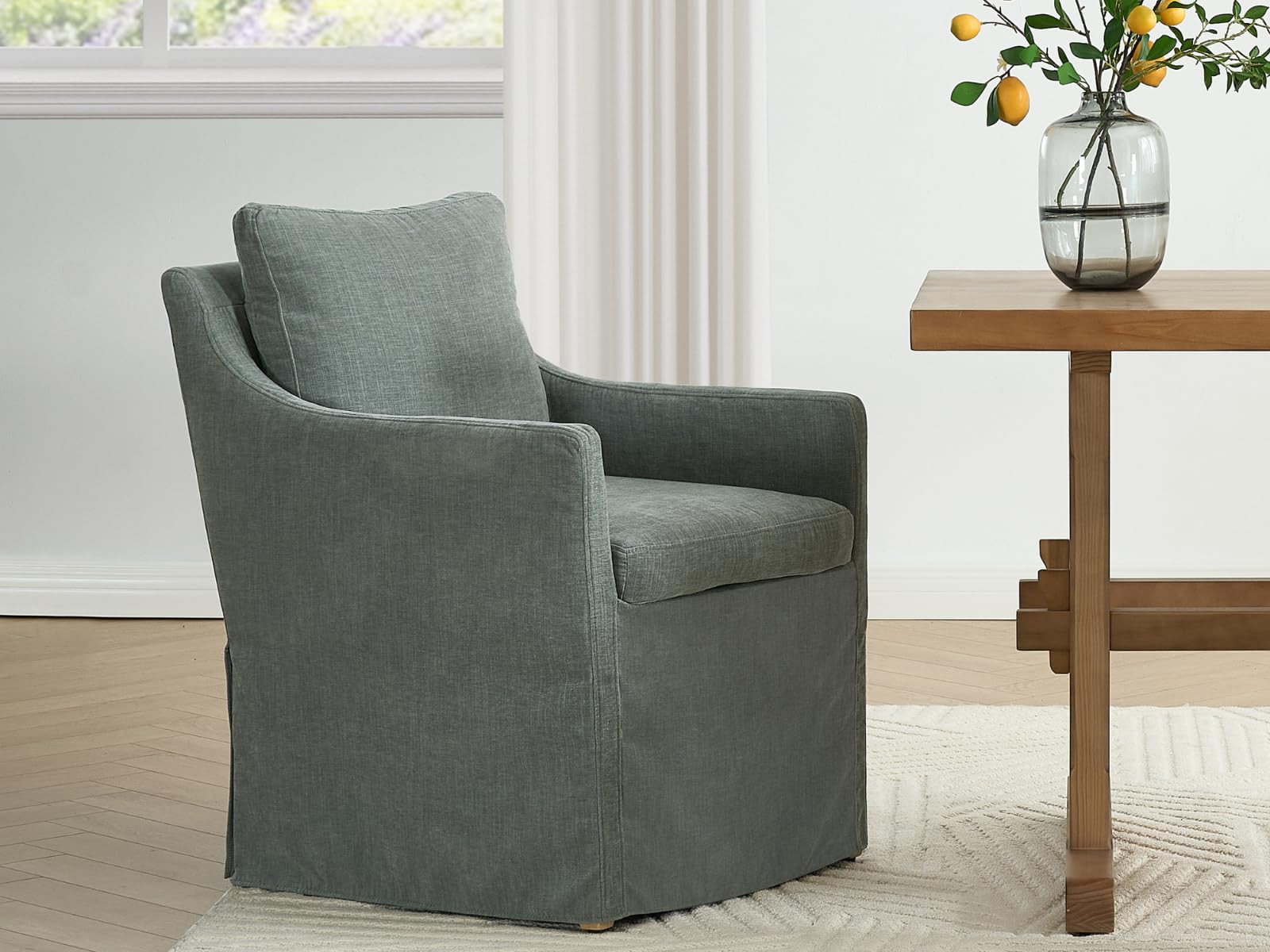 Farmhouse Upholstered Dining Chair, Modern Kitchen& Dining Room Chairs with Arms, Chenille Accent... | Amazon (US)