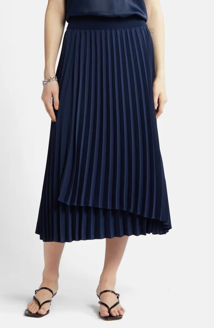 Nordstrom Pleated Asymmetric Hem Midi Skirt | Nordstrom | Nordstrom