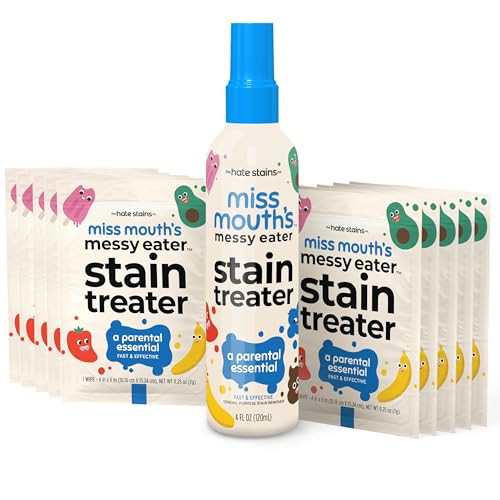 Miss Mouth's Messy Eater Stain Treater Spray - 4oz & 10 Wipes Stain Remover - Newborn & Baby Essentials - No Dry Cleaning Food, Grease, Coffee Off Laundry, Underwear, Fabric | Amazon (US)