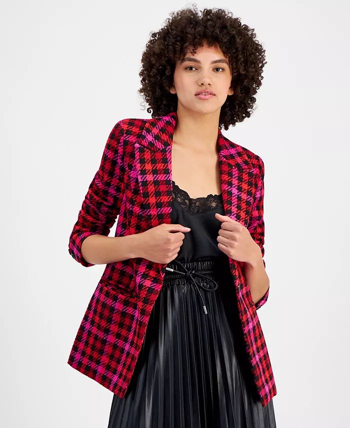 Women's Houndstooth Tweed Blazer | Macy's
