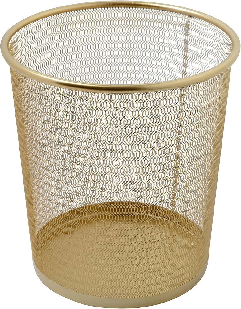 Martha Stewart Ryder Gold Mesh Metal Trash Can, 4.5 Gallon, Wastebasket for Office | Amazon (US)