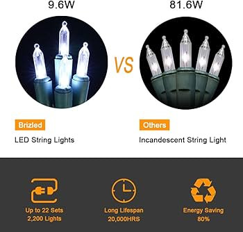 Brizled 4 Pack LED Christmas Lights, 100 LED 33ft Mini String Lights, 120V UL Certified for Indoo... | Amazon (US)