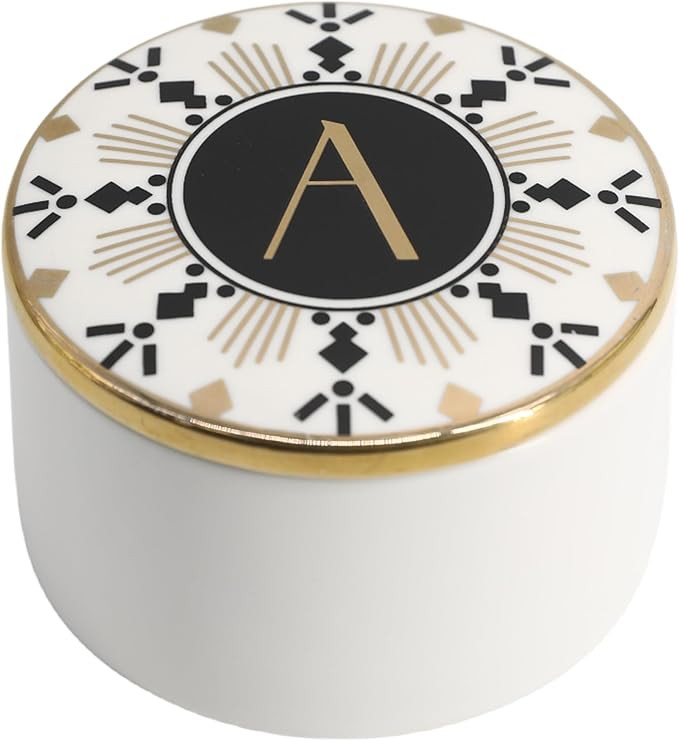 COLLECTIVE HOME - Monogram Jewelry Box, Bohemian Ceramic Trinket Box, Storage for Necklace Ring B... | Amazon (US)