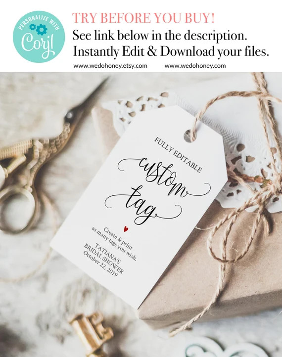 Editable Tags Instant Download Calligraphy Custom Tag - Etsy | Etsy (US)