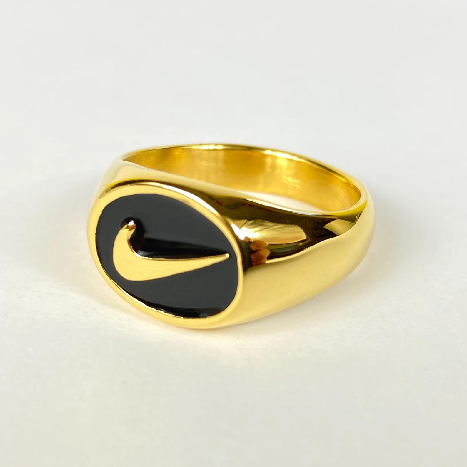 Gold Nike Swoosh Logo Round Signet Ring  Birthday Xmas | Etsy | Etsy (US)