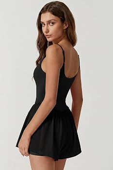 QINSEN Sleeveless Square Neck Romper for Womens Casual Spaghetti Straps Summer Short Jumpsuit Out... | Amazon (US)