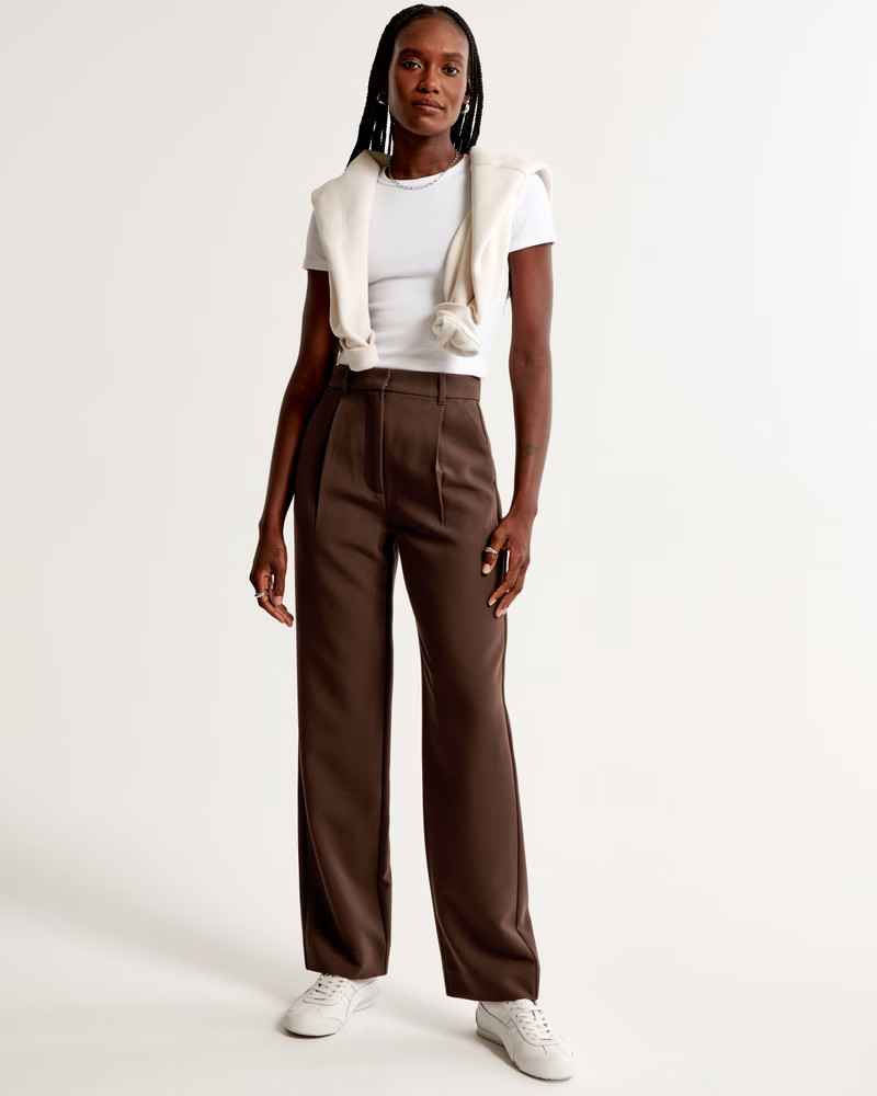 Women's Tailored Relaxed Straight Pant | Women's Bottoms | Abercrombie.com | Abercrombie & Fitch (US)