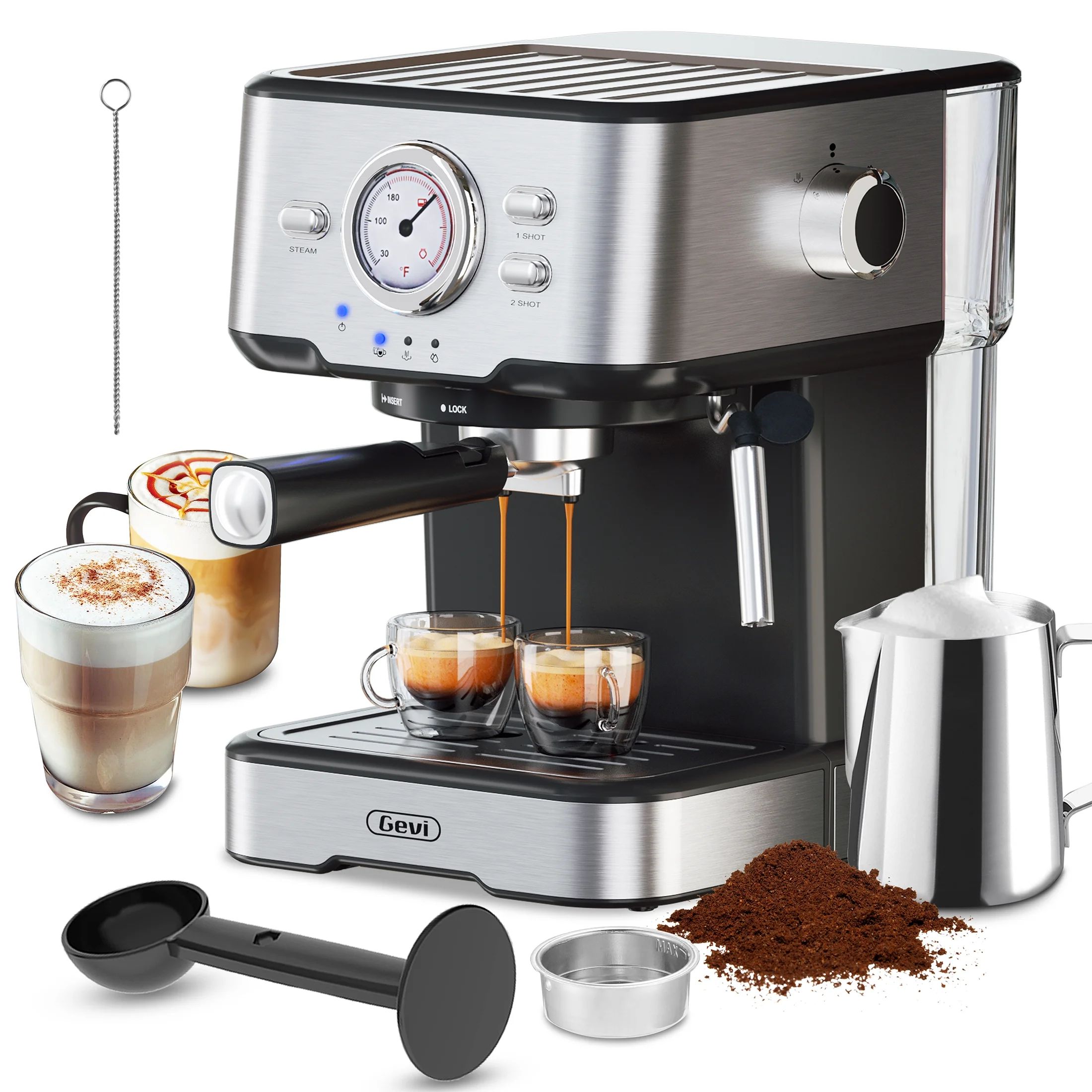 Gevi Espresso Machine with Steamer 15 Bar Cappuccino Coffee Maker for Latte Mocha | Walmart (US)