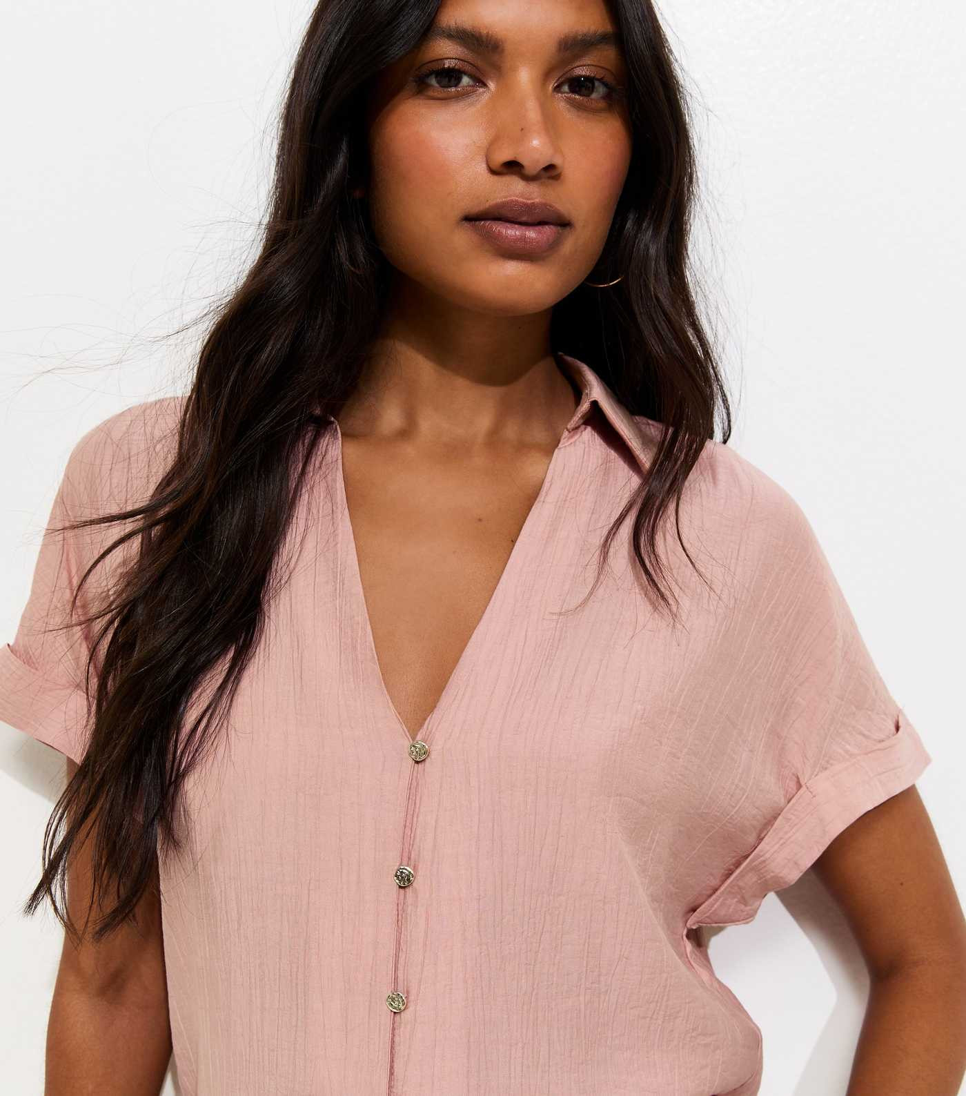 Pink Crinkled Short Sleeve Shirt | New Look | New Look (UK)