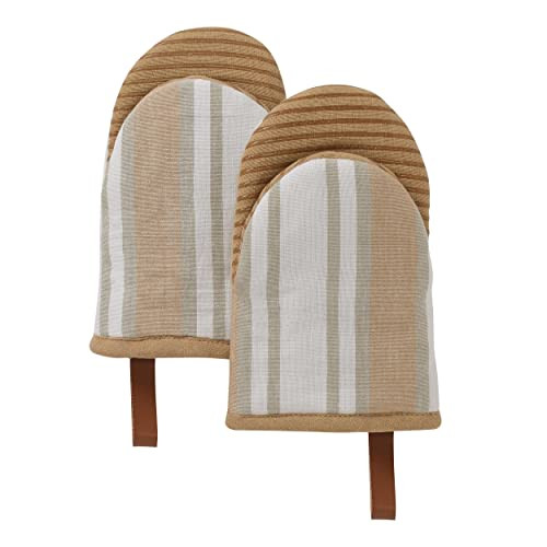 Folkulture Mini Oven Mitts Heat Resistant 5.75" x9", Set of 2 Short Oven Mitts with Hanging Loop,... | Amazon (US)