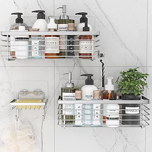 Amazon.com: ODesign Shower Caddy Basket with Hooks Soap Dish Holder Shelf for Shampoo Conditioner... | Amazon (US)