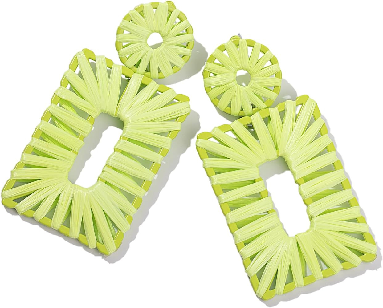 Statement Raffia Earrings Boho Drop Earrings Geometric Dangle Earrings for Women Handmade Straw E... | Amazon (US)