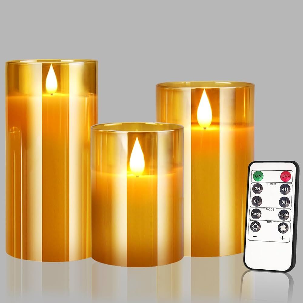 VGGFDY Flickering Flameless Candles, Battery Operated LED Pillar Candles with Remote Control and ... | Amazon (US)
